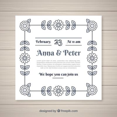 Simple Wedding Invitation in Flat Design – Free Download