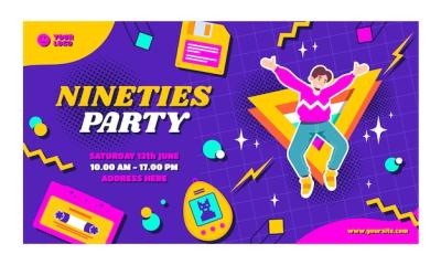 Hand Drawn 90s Party Twitch Background – Free Download