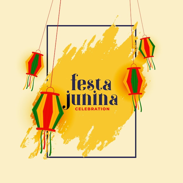 Abstract Festa Junina Banner with Hanging Lanterns – Free Download