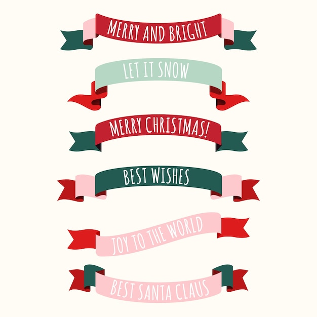 Hand Drawn Christmas Ribbon Set – Free Download