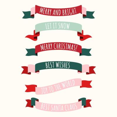 Hand Drawn Christmas Ribbon Set – Free Download