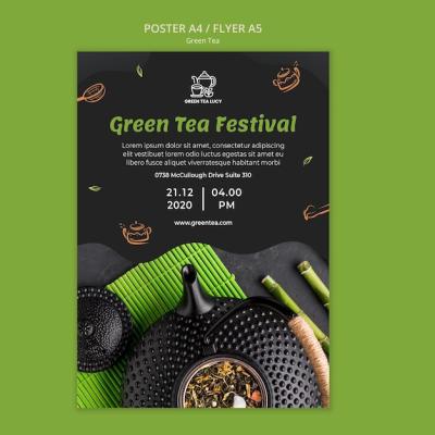 Green Tea Ad Poster Template – Free to Download