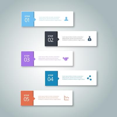 Five Infographic Banners with Steps – Free to Download