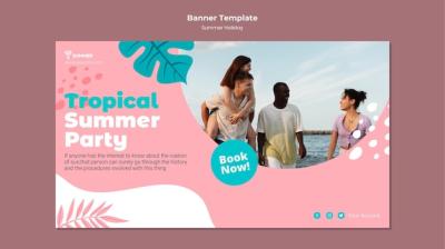 Tropical Summer Party Banner Template – Download Free Stock Photo