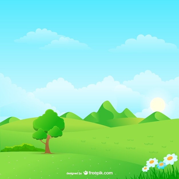 Cartoon Natural Landscape – Free Download for Stunning Vector Templates