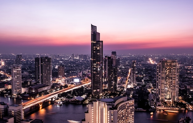 Bangkok Cityscape at Midnight: Stunning Views for Free Download