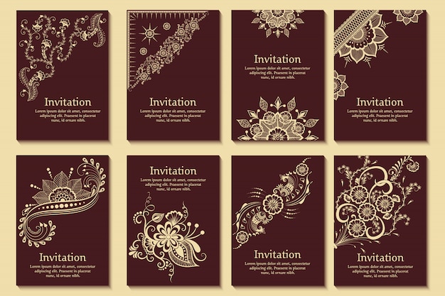 Wedding Invitations and Announcement Cards Featuring Ornate Arabian Style Arabesque Patterns – Free to Download