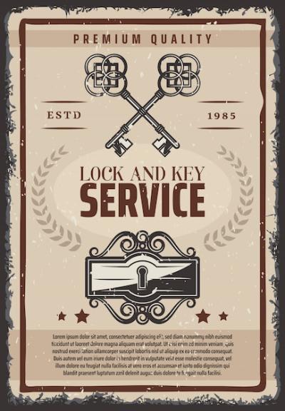 Vintage Lock and Keys Service Poster Design – Free Download, Free Stock Photo