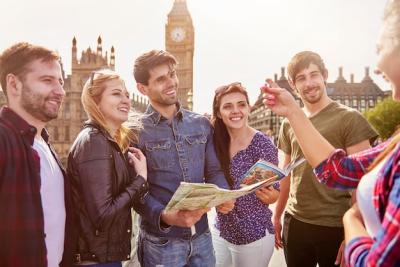 Friends Enjoying Time Together in Front of Big Ben – Free Download