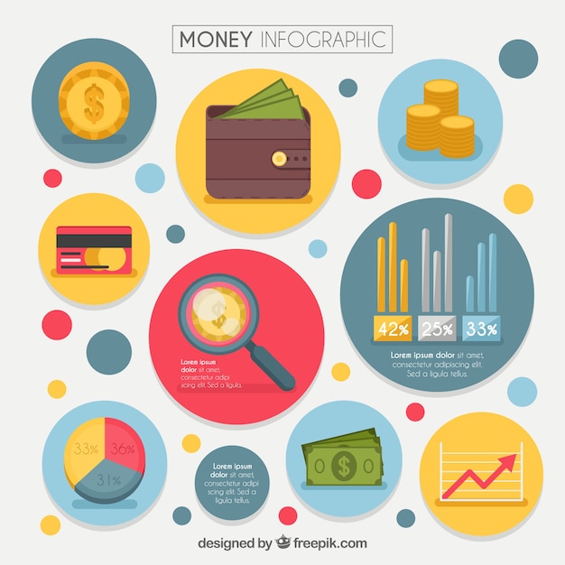 Colored Money Infographic with Round Shapes – Free Download