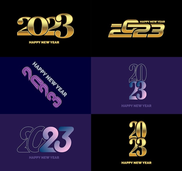 Happy New Year Logo Text Design Templates for 2023 – Free Download