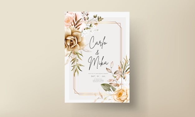 Hand Drawn Flower Wedding Invitation Card Set – Free Download