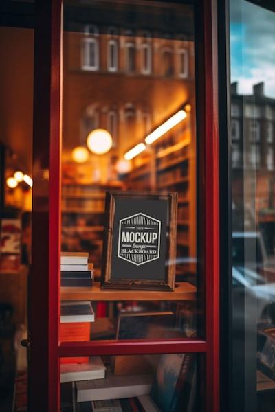 Blackboard Mockup in Shop Window – Free Download, Free Stock Photo