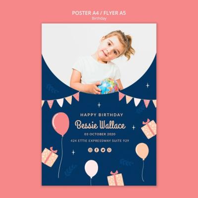 Cute Birthday Poster Template – Free Download