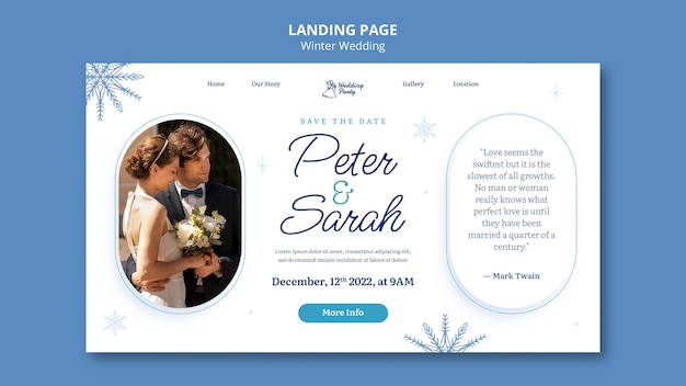 Winter Wedding Celebration Landing Page Template – Free to Download