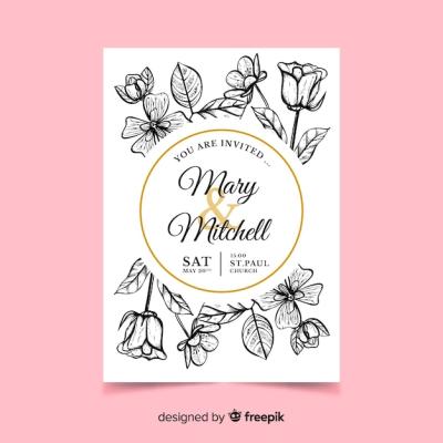 Realistic Flowers Wedding Invitation – Free Download