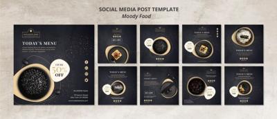 Moody Food Restaurant Social Media Post Template Concept – Free Download