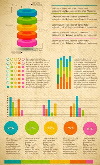 Multicolored Infographic Set Featuring Various Graphs and Percentage Ratios – Free Download