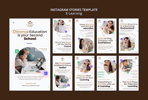 E-learning and Online Distance Classes Instagram Stories Collection – Free to Download