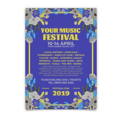 Hand Drawn Music Festival Poster Template – Free Download