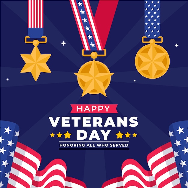 Flat Illustration for USA Veterans Day Holiday – Free Download