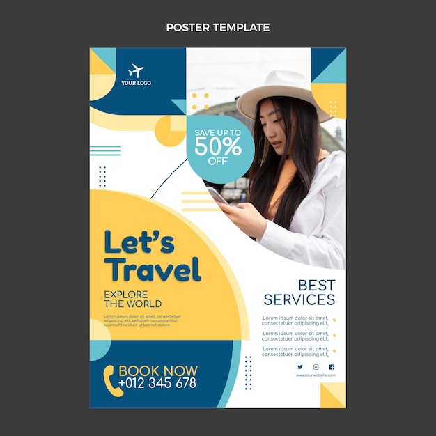 Flat Design Travel Poster Template – Free Download