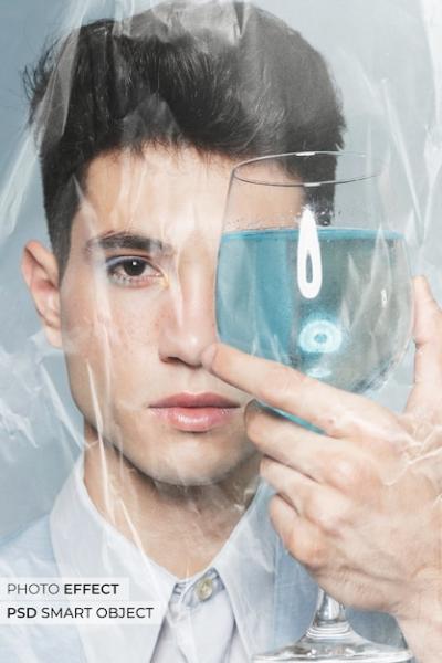 Plastic Wrap Effect Portrait of a Man | Free Stock Photo Download