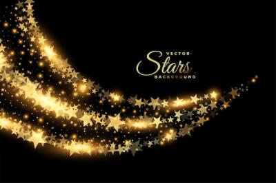 Golden and Shiny Star Trail Path on Dark Background – Free Download