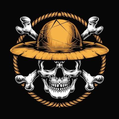 Skull and Crossbones Wearing Straw Hat Vector – Free Download