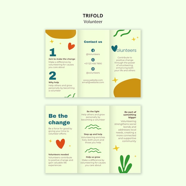 Volunteer Template Design in Flat Style – Free Download