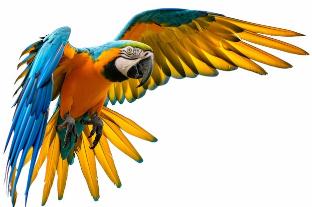 Tropical Parrot in Flight Photo on White Isolated Background – Free Download