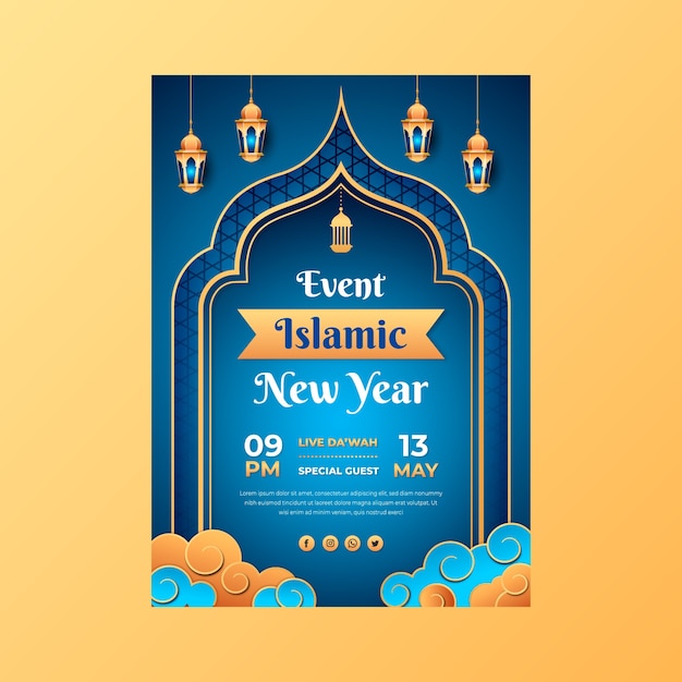 Gradient Islamic New Year Poster – Free to Download