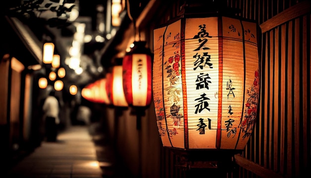 Illuminated Lanterns Glow in East Asian Night Streets – Free Stock Photo for Download