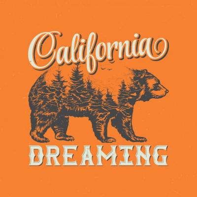 California Dreaming T-Shirt Label Design Featuring Bear Silhouette – Free Download