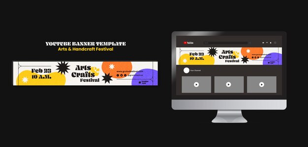 Arts and Handcraft YouTube Banner Template – Free Download