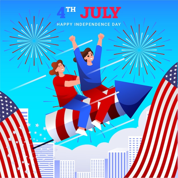 American 4th of July Celebration Illustration – Free Download