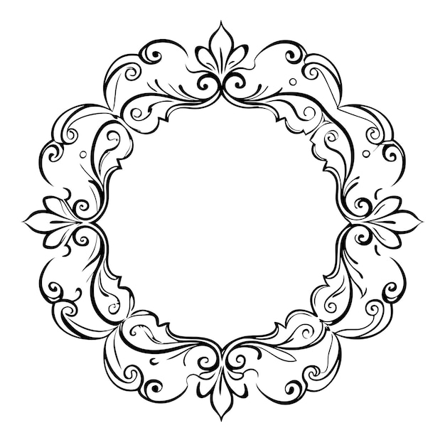 Ornate Circular Frame with Filigree Design – Free Download