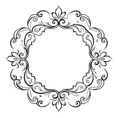 Ornate Circular Frame with Filigree Design – Free Download