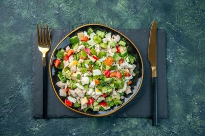 Delicious Vegetable Salad on Dark Background – Free to Download Stock Photo