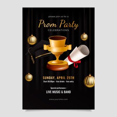 Realistic Prom Vertical Flyer Template – Free Download, Download Free Stock Photo