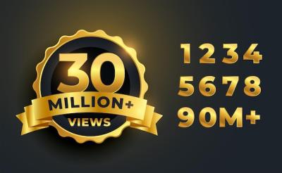 30M Views Celebration Golden Label Design – Free Download