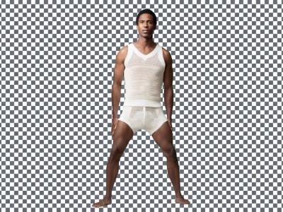 Knitted White Tank Top: PSD Man Isolated on Transparent Background – Free Download