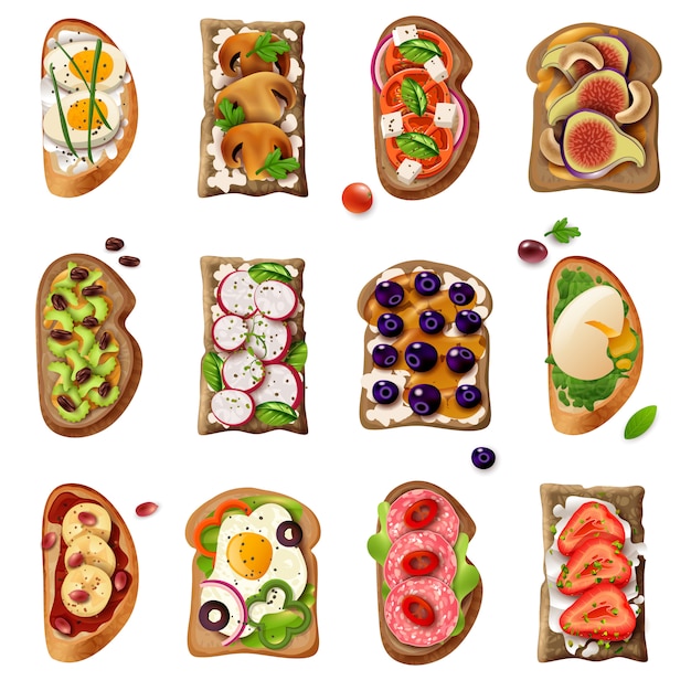 Cartoon Sandwiches Vector Set – Free Download