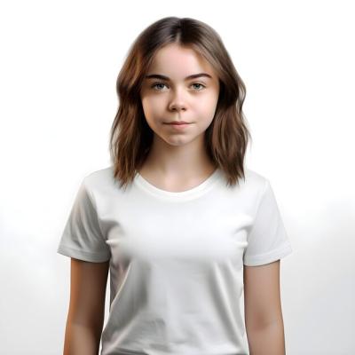 Young Girl in a White T-Shirt on a White Background – Free Stock Photo, Download Free