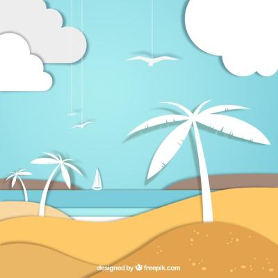 Stunning Beach Landscape Vector Template – Free to Download