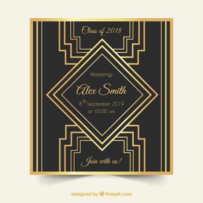 Elegant Graduation Invitation Template in Golden Style – Free Download