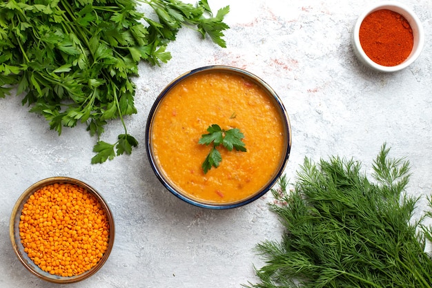 Bean Soup in a Plate with Greens on White Surface – Free Stock Photo, Download for Free