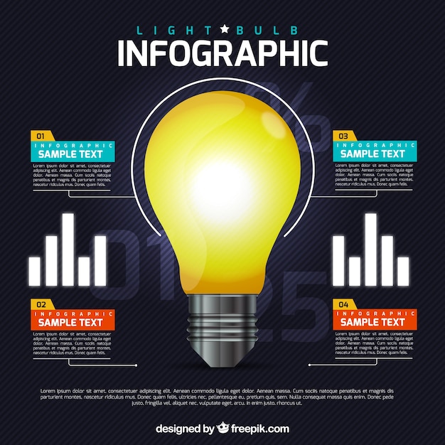 Business Infographic Template Featuring Lightbulb in Flat Design – Free to Download