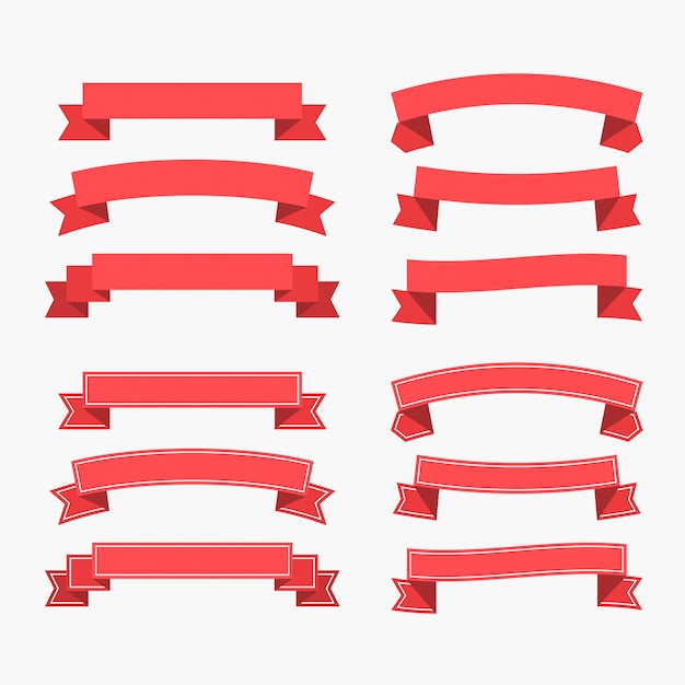 Flat Red Ribbons Set – Free Download, Free Stock Photo