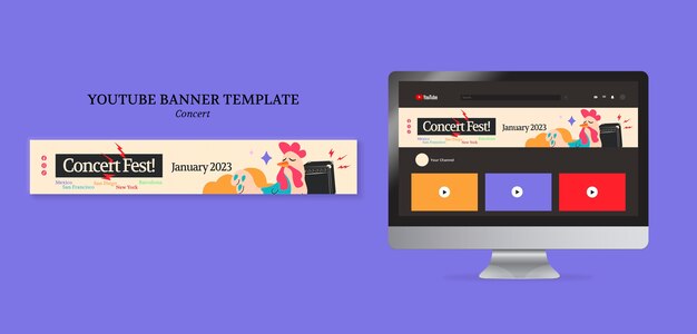 Music Concert YouTube Banner Template – Free Download